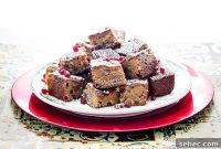 Christmas Sorghum Blondies with Pomegranate and Pecans