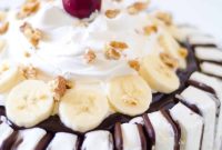 Banana Split Ice Cream Cake with Fudge and Cherries