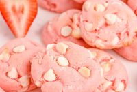 Strawberry Cake Mix Cookies with White Chocolate