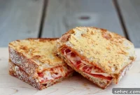 Pepperoni Pizza Grilled Cheese with Parmesan Crust
