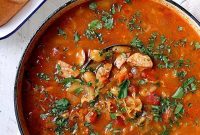 Farmhouse Kielbasa Cabbage Soup with Cannellini Beans