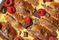 Nutella Salted Caramel Brioche Bread Pudding