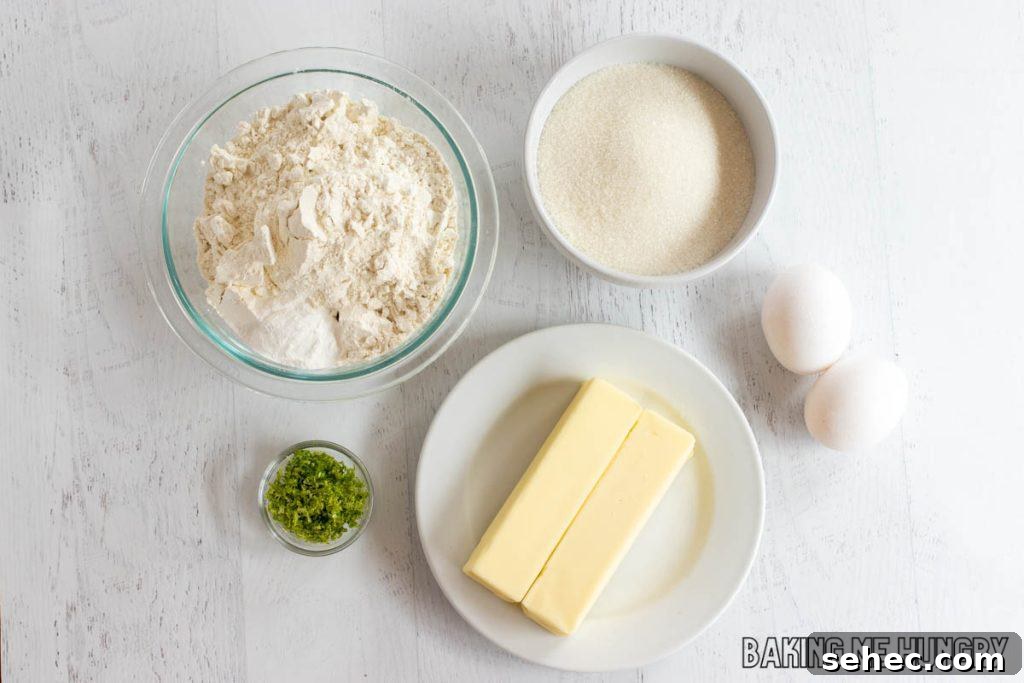 Soft Lime Sugar Cookies with Zesty Citrus Glaze 4 ingredients in bowls