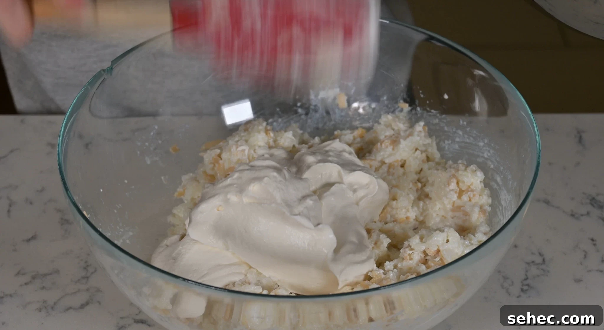 Risalamande Danish Rice Pudding with Almonds 14 Adding whipped cream to the leftover rice porridge.