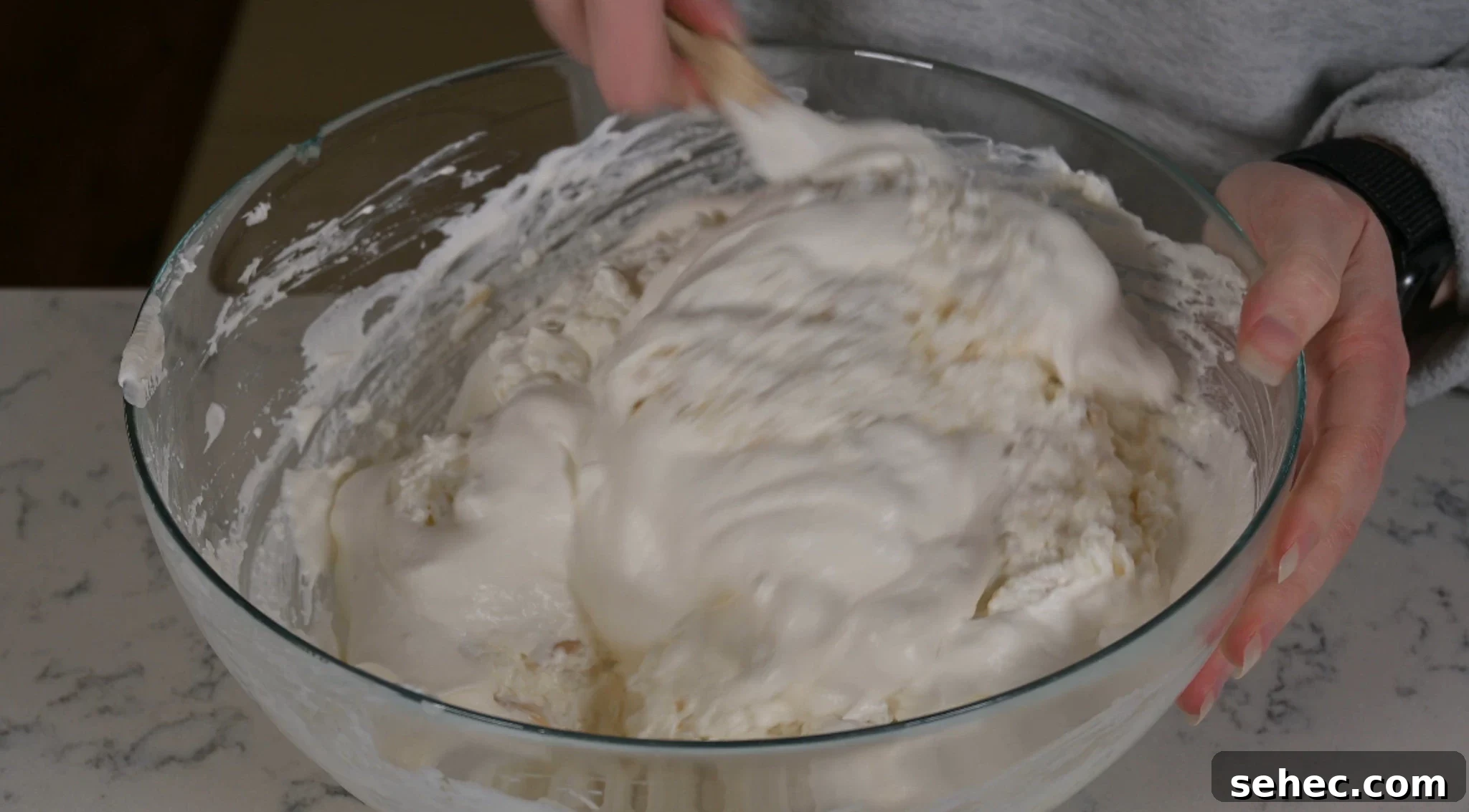 Risalamande Danish Rice Pudding with Almonds 15 Adding whipped cream to the leftover rice porridge.