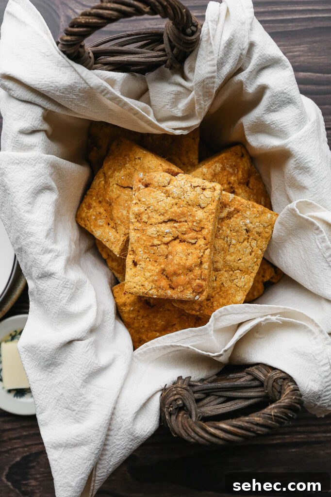 Gluten Free Sweet Potato Biscuits Recipe 3 a basket lined with a cream towel of gluten free sweet potato biscuits