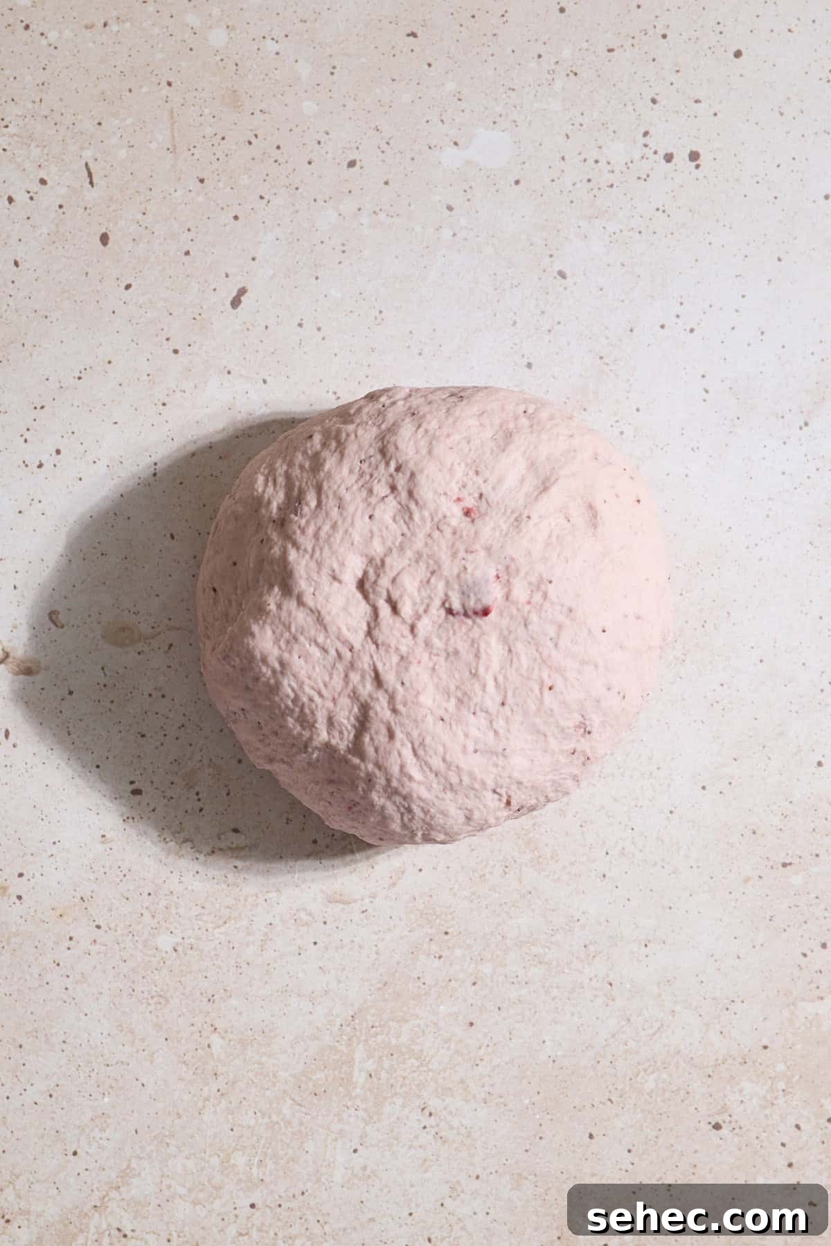 Strawberry Sourdough Discard Bagels 7 Dough in a smooth ball after kneading.