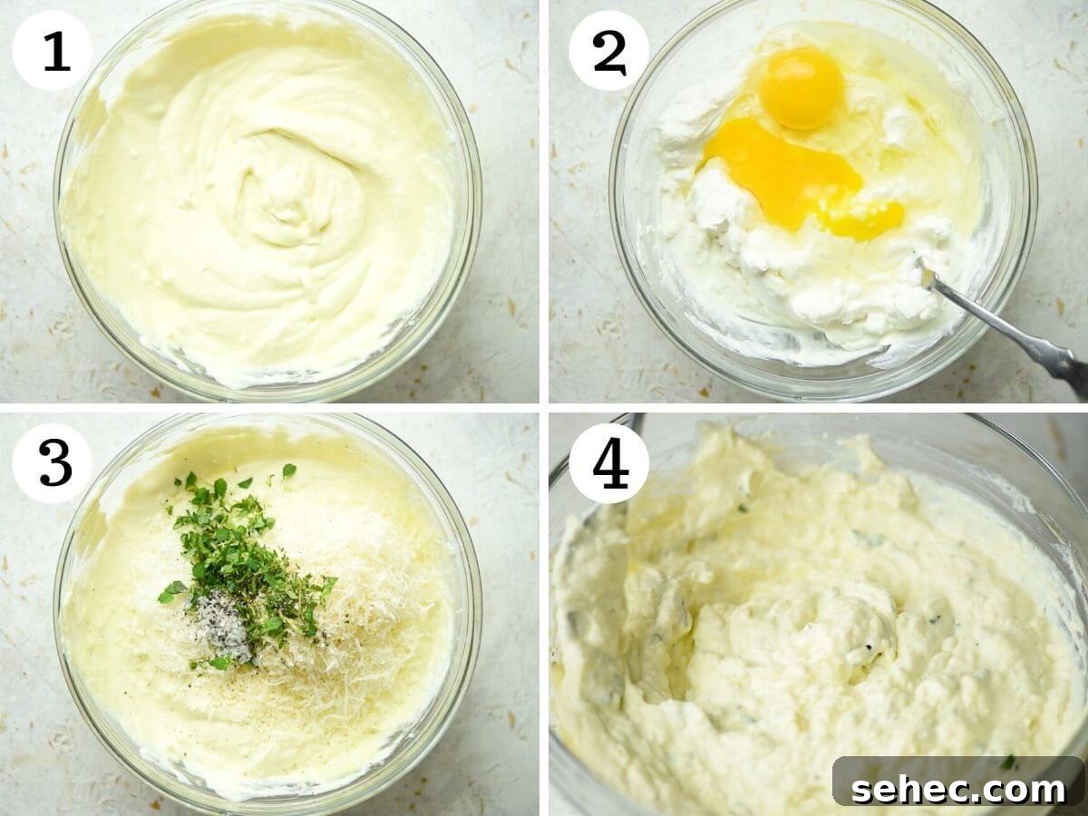 Baked Ricotta Dip with Thyme and Parmesan 4 Step by step photos showing how to make baked ricotta