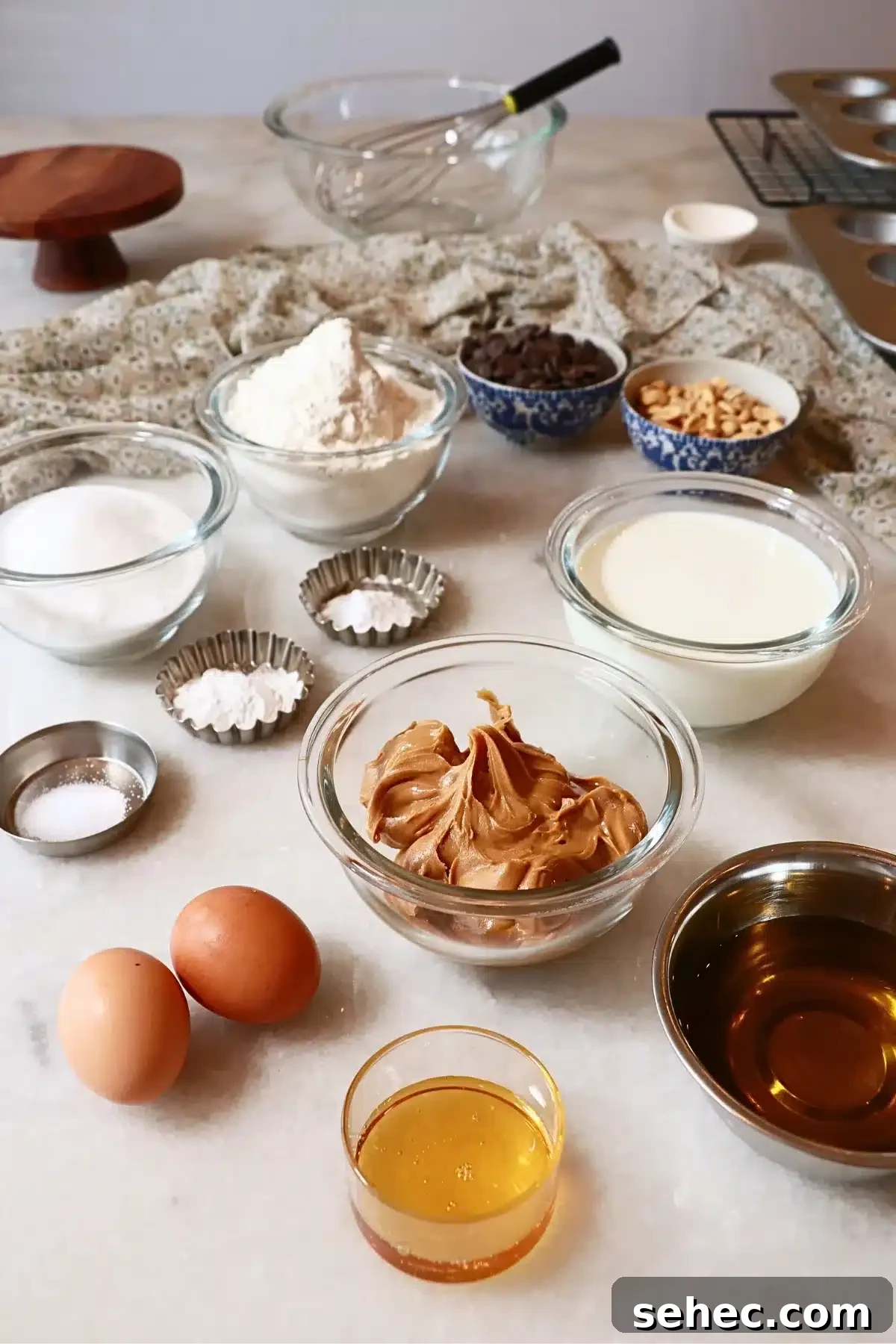 Soft Peanut Butter Chocolate Chip Muffins 5 ingredients to make peanut butter chocolate chip muffins