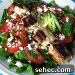 Chicken kebab salad close up