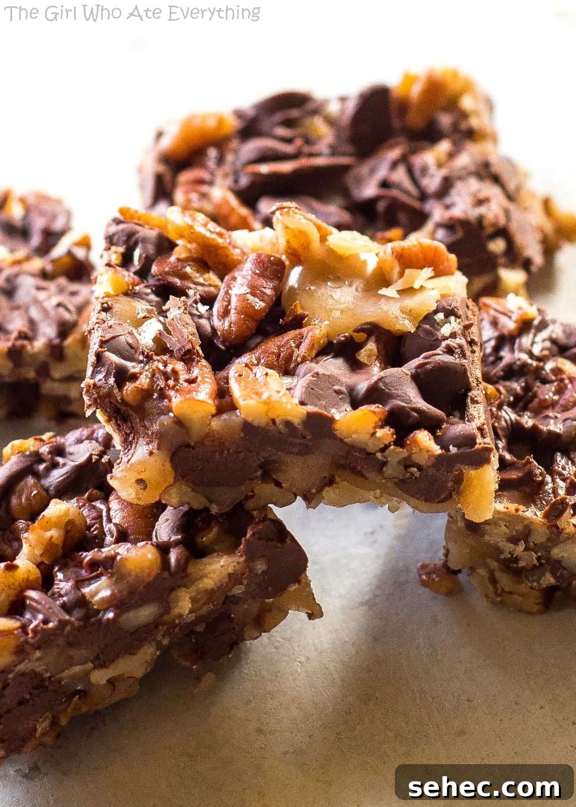 Chocolate Toffee Buttercrunch Candy Recipe 2 Chocolate Toffee Buttercrunch - toffee, nuts, and chocolate and so easy to make! the-girl-who-ate-everything.com