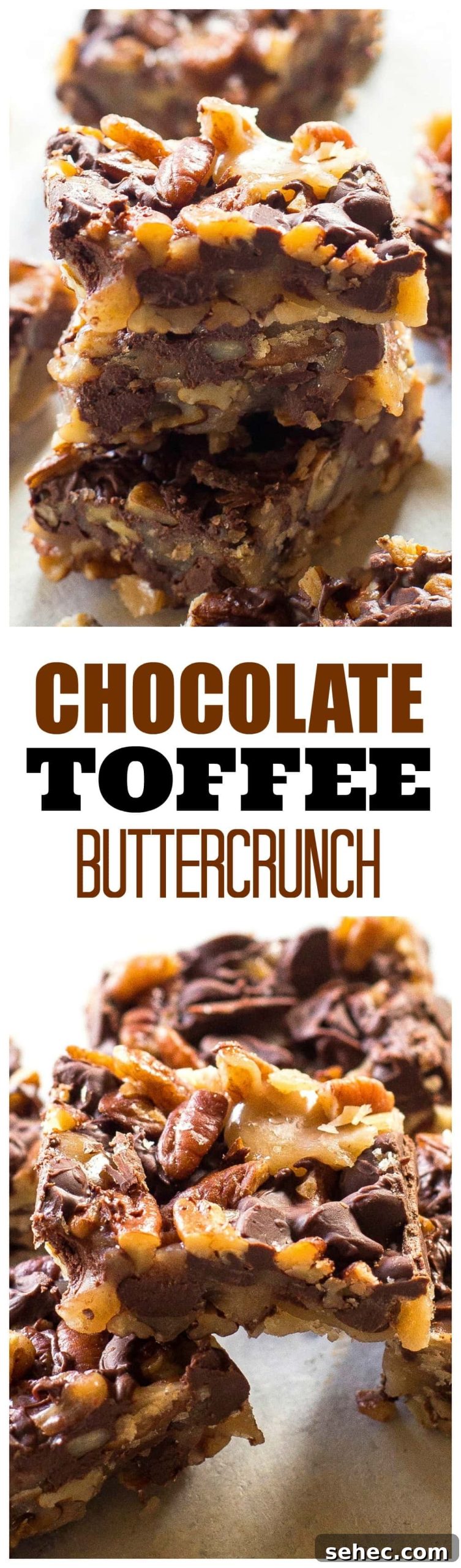 Chocolate Toffee Buttercrunch Candy Recipe 10 Chocolate Toffee Buttercrunch - toffee, nuts, and chocolate and so easy to make! #chocolate #toffee #buttercrunch #recipe #christmas