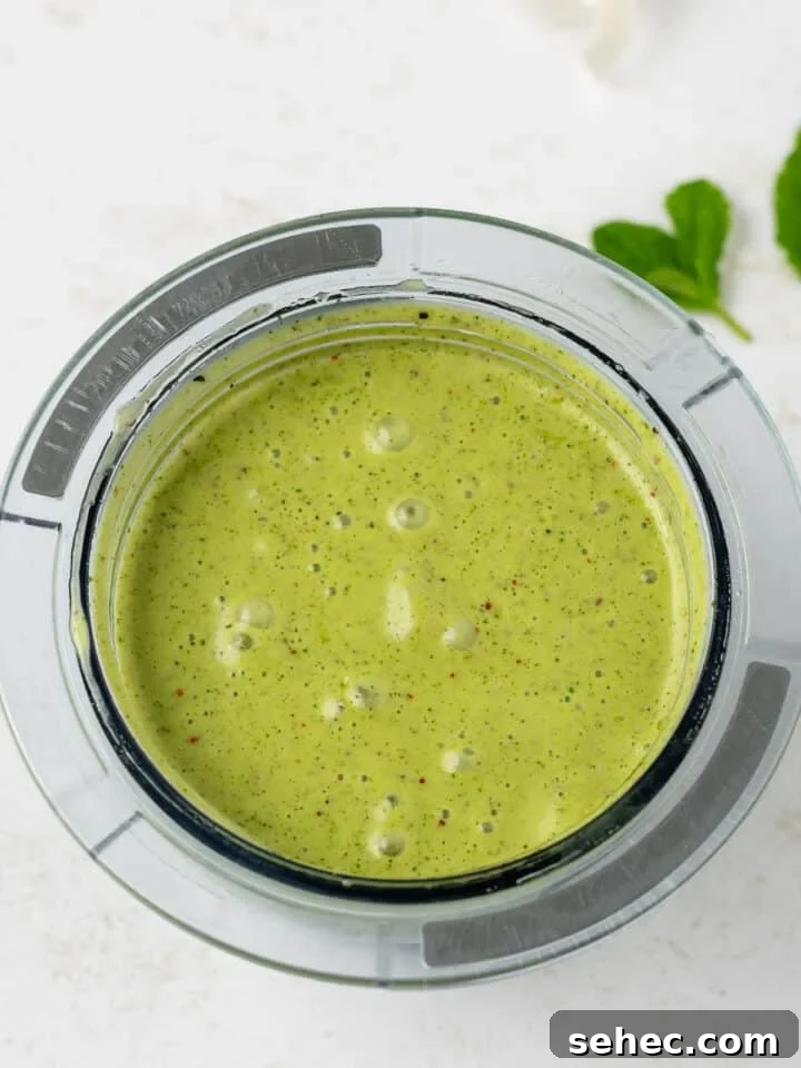 Spring Pea Salad with Lemon Mint Vinaigrette 6 creamy blended mint dressing in cup