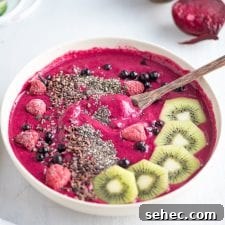 Strawberry beet smoothie with almond milk
