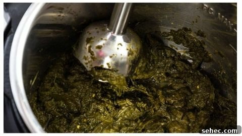 Sarson Ka Saag Recipe Stovetop and Instant Pot 18 Blending Sarson Ka Saag