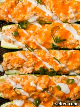 Buffalo Chicken Zucchini Boats