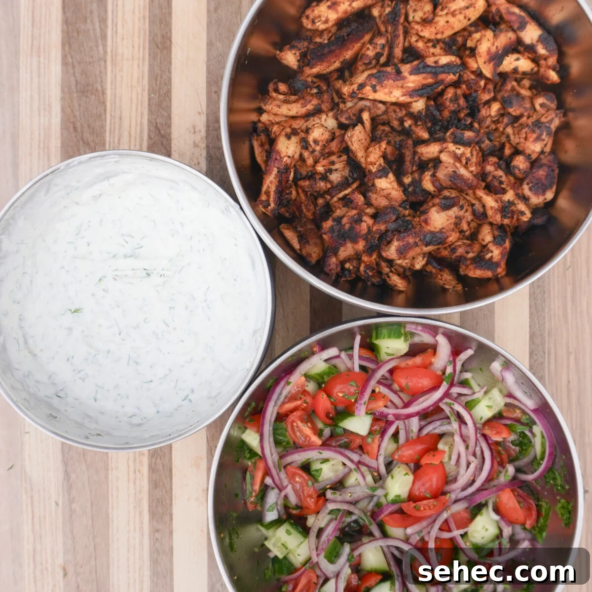 Grilled Chicken Shawarma Recipe 9 individual grilled chicken shawarma meal pieces.