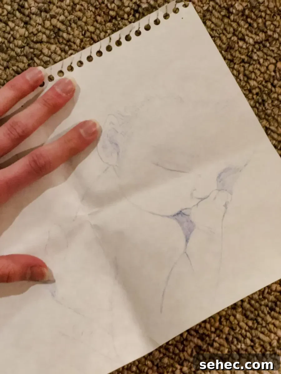 Dominic's Story Part 2 What Happened Next 2 A pencil sketch of a sleeping baby