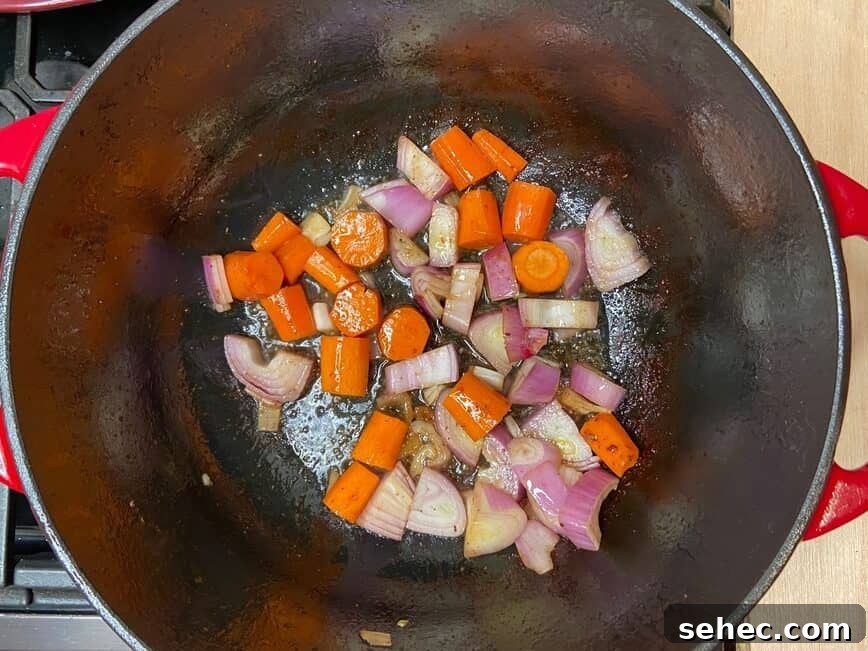 Julia Child Beef Bourguignon Recipe Made Simple 10 Sauteing vegetables.