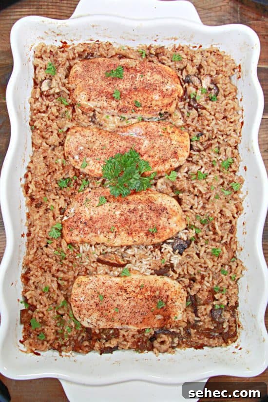 One Stick Butter Chicken and Rice Casserole 3 An oven-baked meal made in one dish with buttery rice and perfectly seasoned chicken.