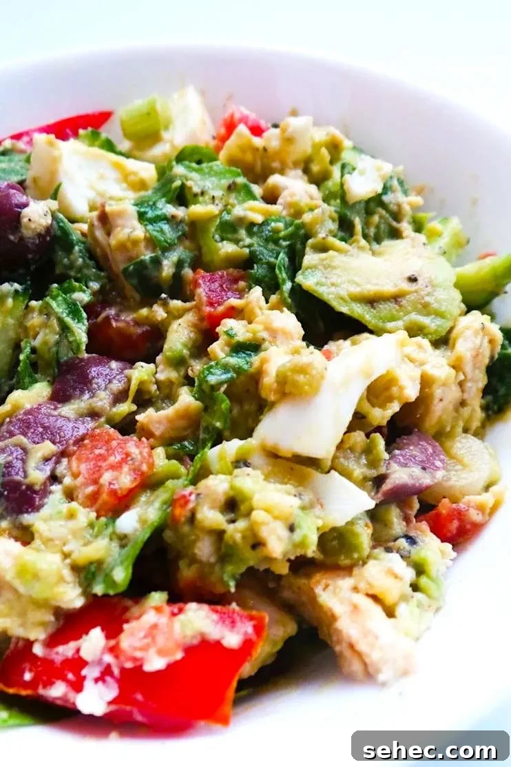 Keto Paleo Avocado Chicken Salad Recipe 4 Low carb and paleo avocado chicken salad made with no mayo or sour cream, served as a fresh lunch, snack, lettuce wrap, or toast topping.