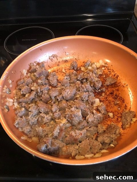 Amish Sausage and Potato Casserole Recipe 5 Browning sausage for casserole