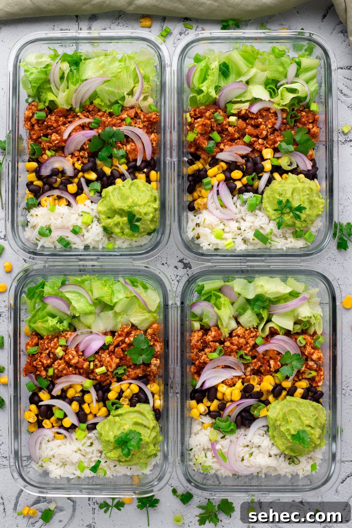 Turkey Taco Bowls with Rice and Fresh Toppings 3 Healthy Turkey Taco Bowls