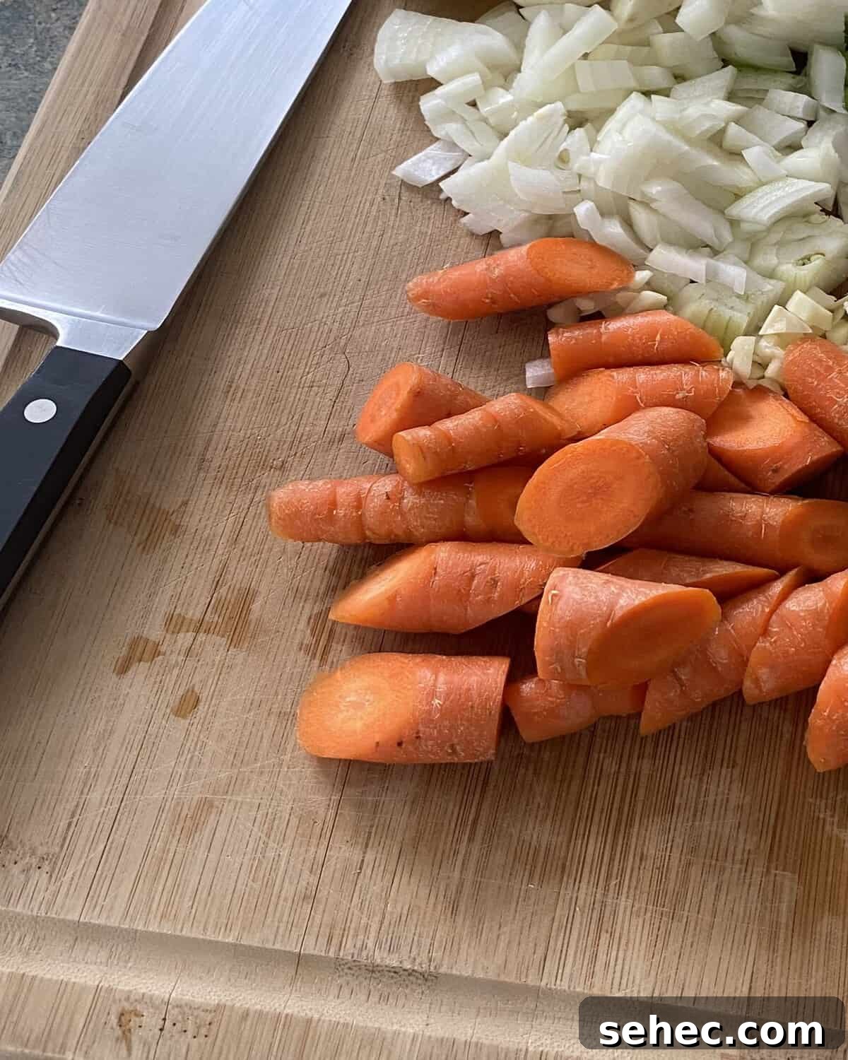 Slow Cooker Corned Beef Soup Recipe 3 chopped carrots and onions.