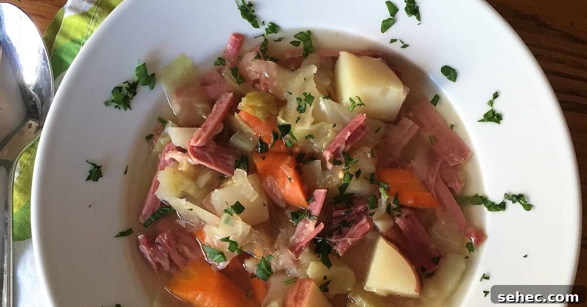 Slow Cooker Corned Beef Soup Recipe 4 corned beef, potatoes, carrots, and sauerkraut soup.