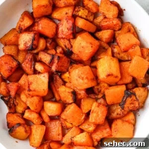 Air Fryer Butternut Squash with Oven Baked Option 9 air fryer butternut squash in a white bowl