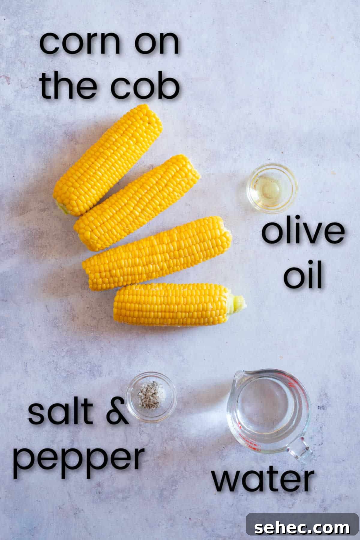 Ingredients for slow cooker corn on the cob.