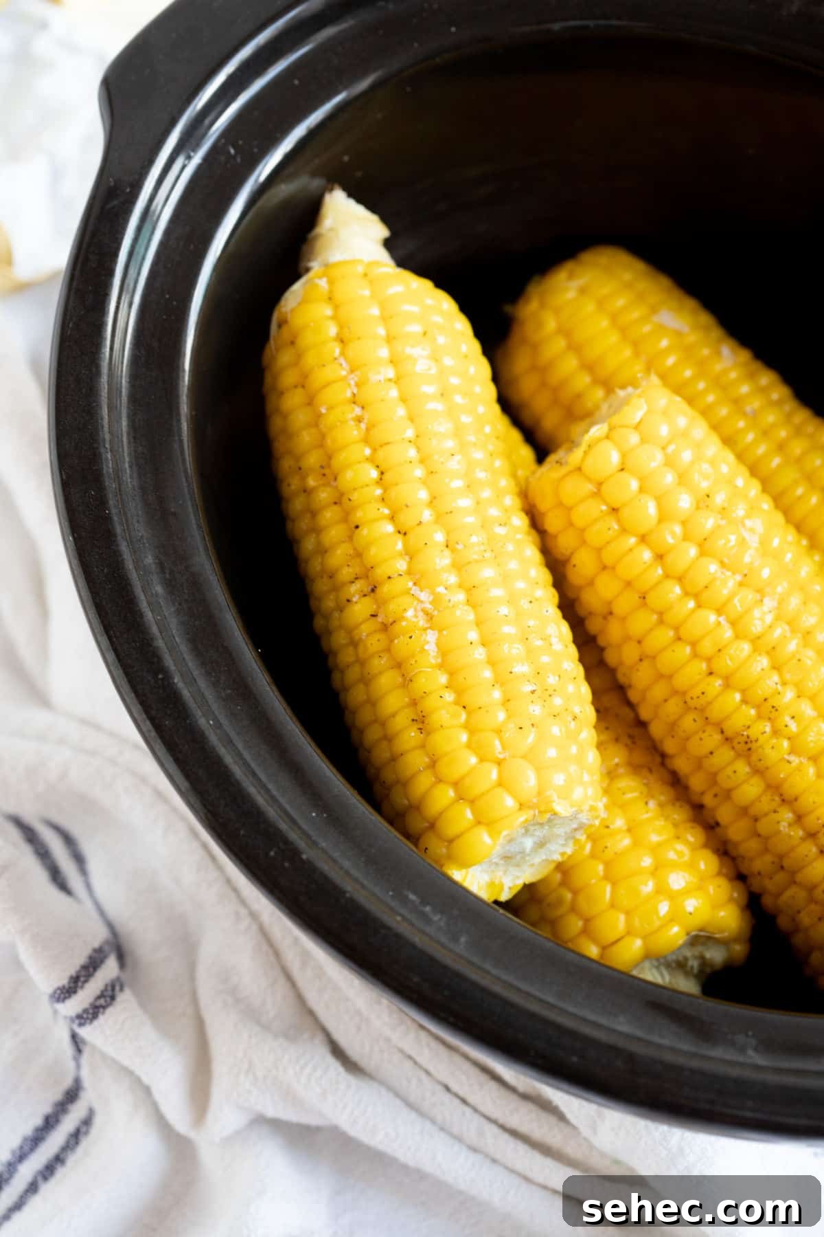 Corn on the cob in slow cooker.