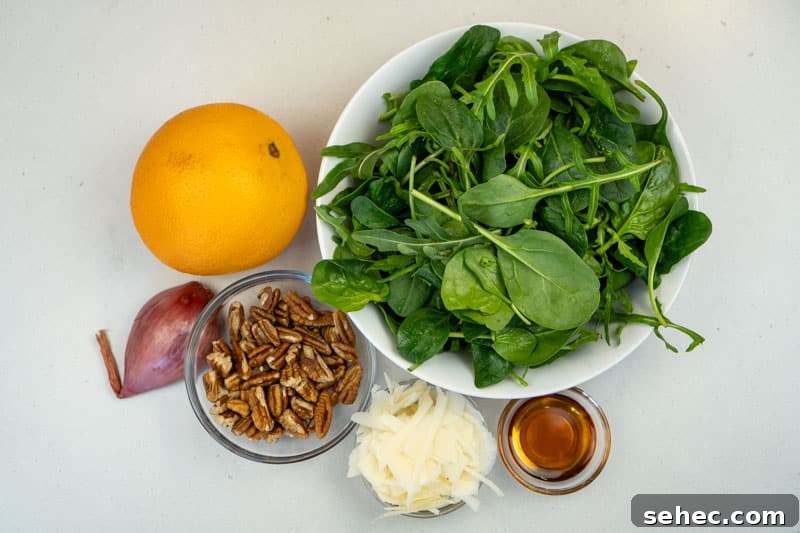 Crisp Spinach and Arugula Salad with Orange and Parmesan 3 Ingredients for this salad
