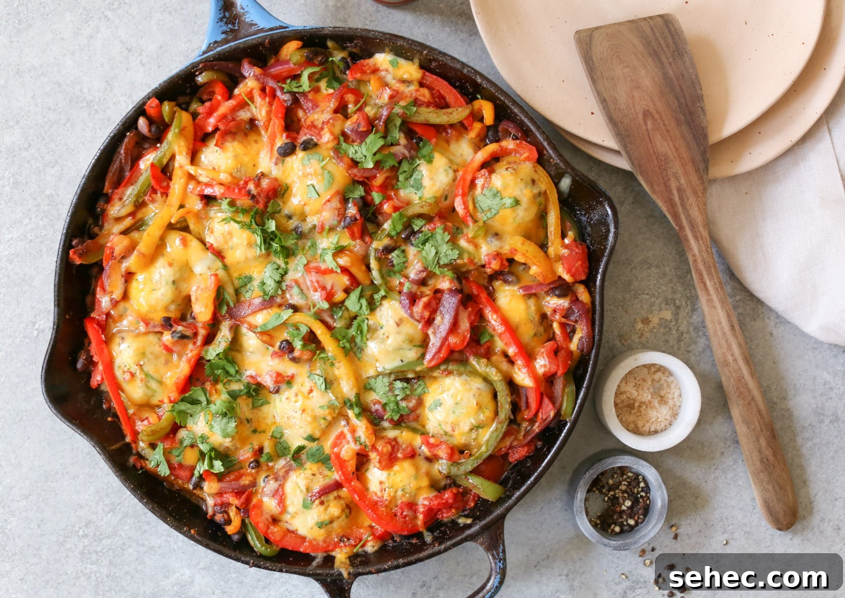 Gluten-Free-Chicken-Meatball-Fajita-Skillet-7