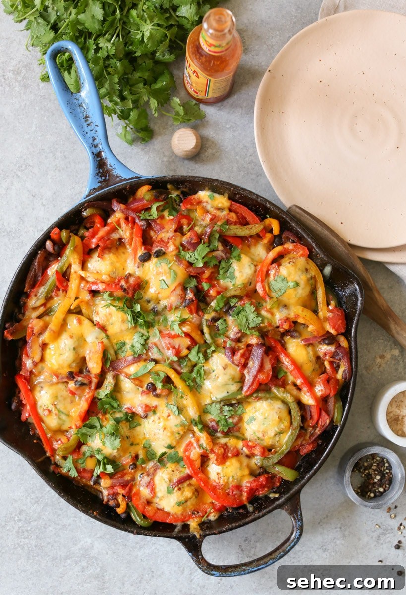 Gluten-Free-Chicken-Meatball-Fajita-Skillet