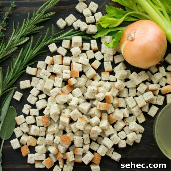 Classic Bread Stuffing Recipe for Thanksgiving 6 ingredients for stuffing