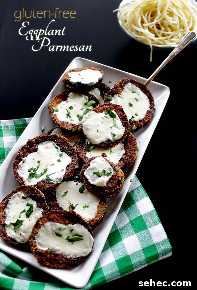 Gluten Free Eggplant Parmesan with Crispy Baked Layers 6 Hearty gluten-free vegetarian eggplant Parmesan