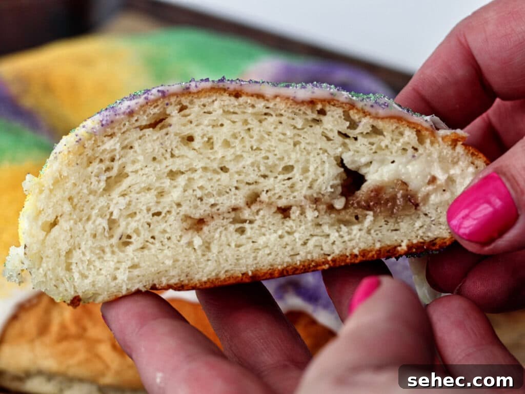 Gluten Free King Cake Recipe for Mardi Gras 18 overhead shot of gluten free king cake