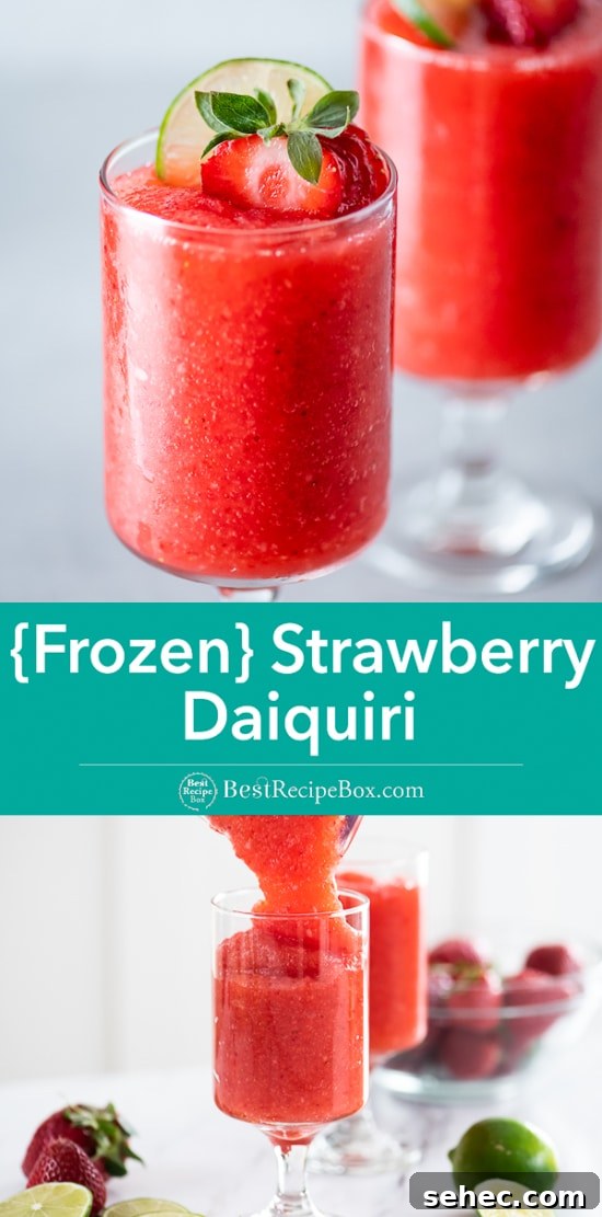 Frozen Strawberry Daiquiri Cocktail Recipe Blended | BestRecipeBox.com Frozen Strawberry Daiquiri Cocktail Recipe in a glass