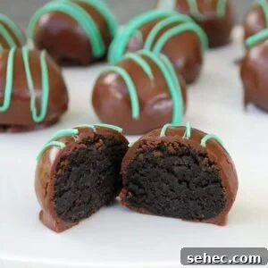 mint oreo truffle cut in half