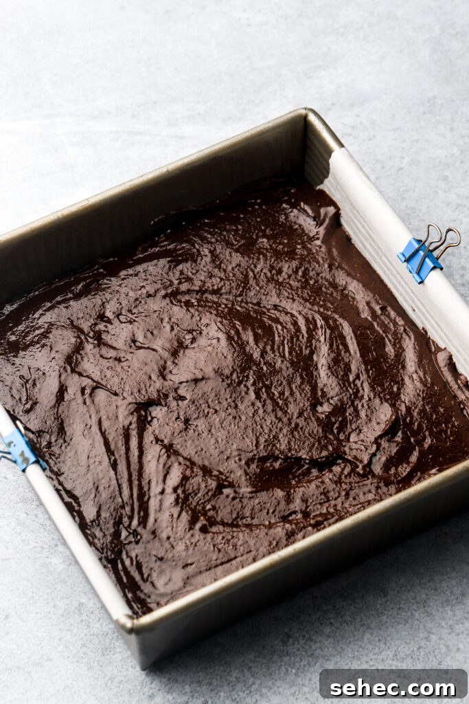 Fudgy Brown Butter Brownies with Crackly Tops 10 brownie batter in pan
