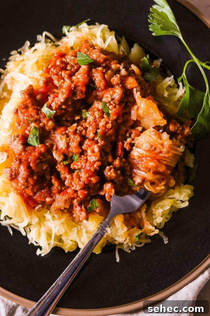 Instant Pot Spaghetti Meat Sauce for Paleo Whole30 6 Instant Pot spaghetti meat sauce served over a paleo-friendly base