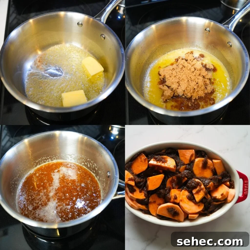 Southern Candied Yams with Brown Sugar and Butter 6 Sugar butter mix for southern candied yams.