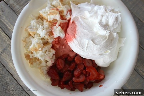 Make Ahead Strawberry Fluff Dessert Recipe 4 Mixing strawberry fluff dessert