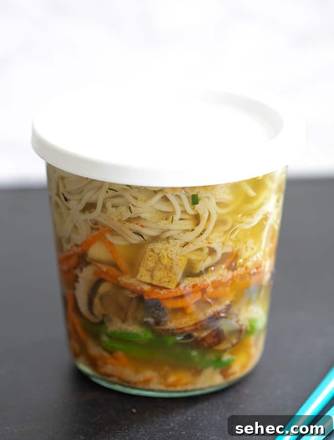 Gluten Free Ramen Recipe with Rich Broth 6 Gluten free ramen noodles soup steeping with the cover on.