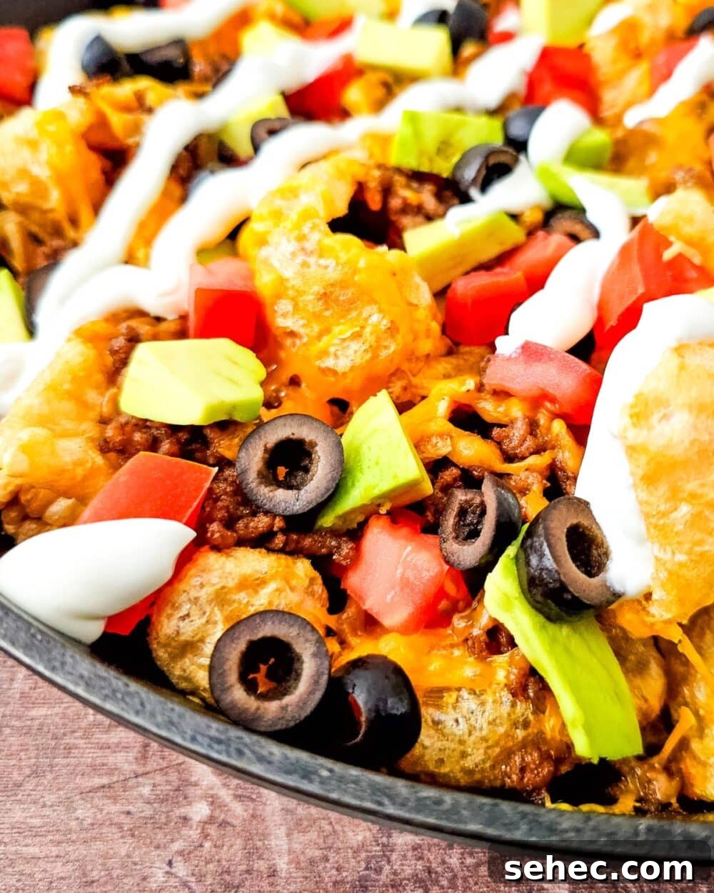 Cast Iron Skillet Pork Rind Nachos 2 Keto Pork Rind Nachos closeup