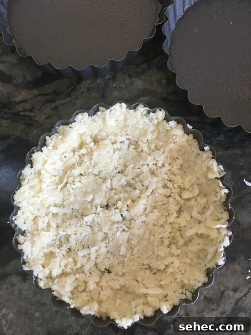 No-Bake Greek Yogurt Tart Recipe 7 The tart crust in a mini round tart pan.