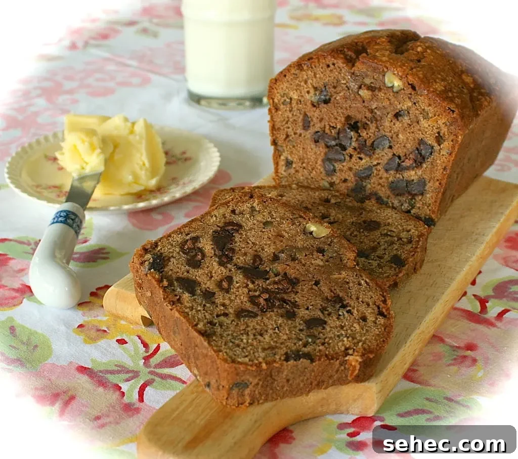 Spiced Zucchini Bread with Chocolate Chips Pecans and Raisins 3 Moist zucchini bread loaf with chocolate chips and pecans
