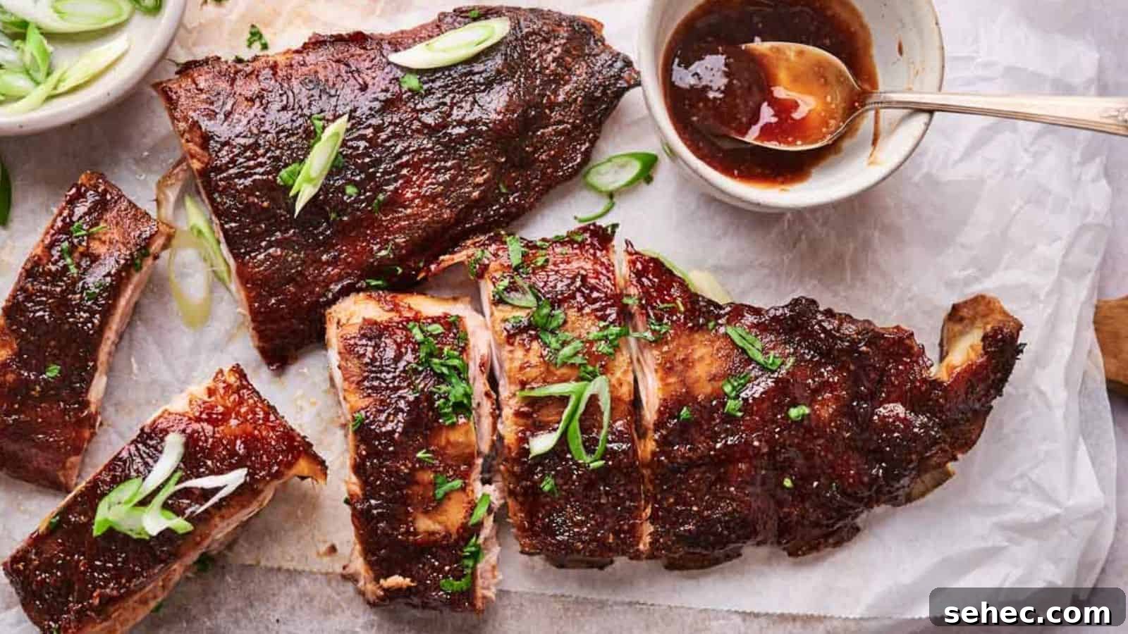 17 Budget Cookout Recipes That Save Room for Better Burgers 4 Grilled ribs garnished with herbs and served with a side of sauce and onions.