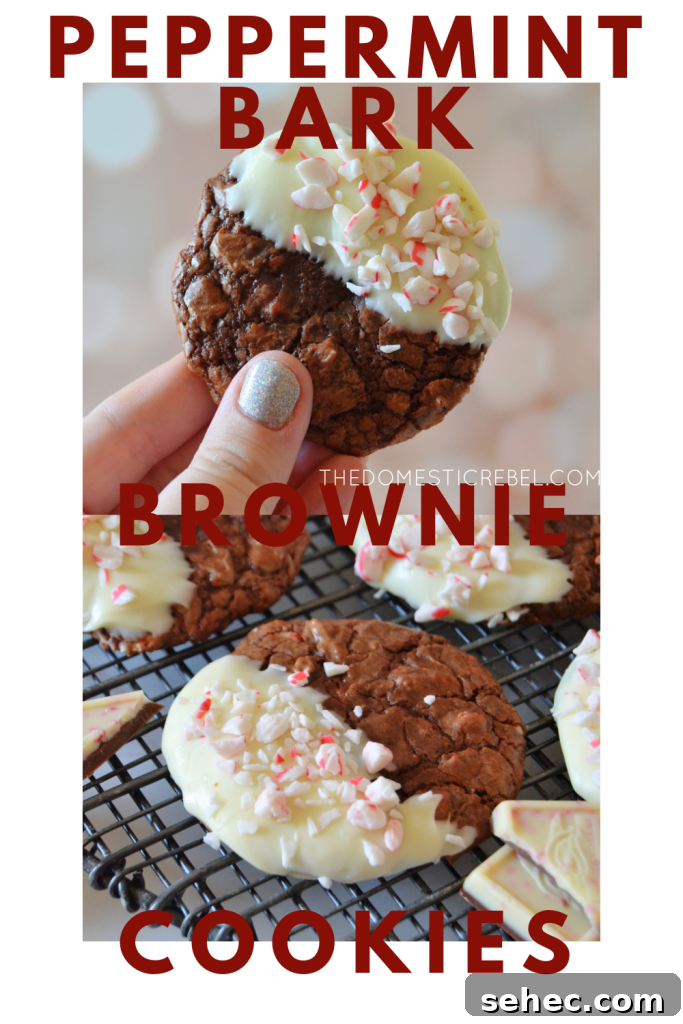 Peppermint Bark Brownie Cookies Recipe 8 peppermint bark brownie cookie photo collage